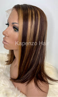 Load image into Gallery viewer, 14inch Glueless Lace Wig light brown with highlights
