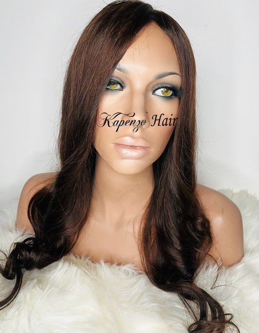 22inch Brazilian Full Lace Wig Medium Brown Color